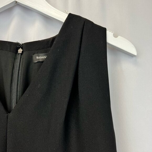 Banana Republic Womens A Line Dress Solid Black V Neck Sleeveless Knee Length 2 - Picture 8 of 11